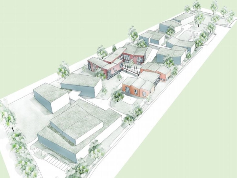 Архитектурен макет на устойчив университетски комплекс, представен като пример за интегрирано планиране